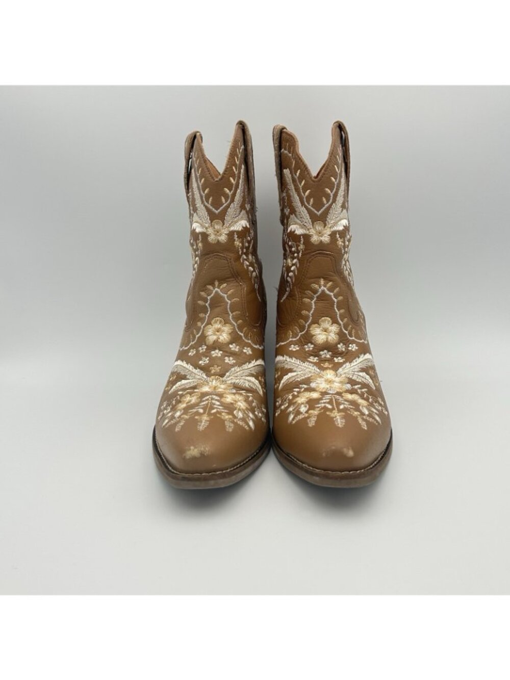 Dingo Primrose Boots Women’s Size 8.5 Brown Leather Floral Short Cowboy DI748 - Picture 3 of 14